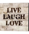 METAVERSE LIVE LAUGH LOVE IN WOOD BY COLOR ME HAPPY CANVAS ART