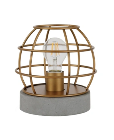 Hudson & Canal Kennet Table Lamp With Antique Brass Cage And Concrete Pedestal