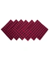 Design Imports Logger Check Napkin, Set Of 6 In Red