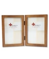 LAWRENCE FRAMES 766046D NUTMEG WOOD HINGED DOUBLE PICTURE FRAME
