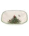 Spode Christmas Tree Sculpted Square Dish In Green
