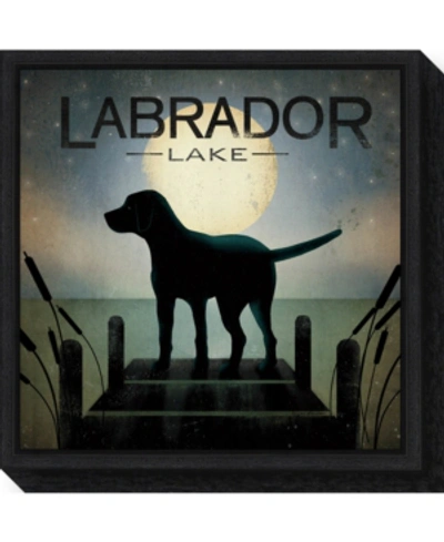 Amanti Art Moonrise Black Dog - Labrador Lake By Ryan Fowler Canvas Framed Art