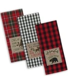 Design Imports Cabin Christmas Embroidered Dishtowel Set In Red