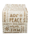 Design Imports Christmas Collage Table Runner In White