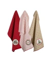 Design Imports Assorted Noel Embellished Dishtowel Set In Red