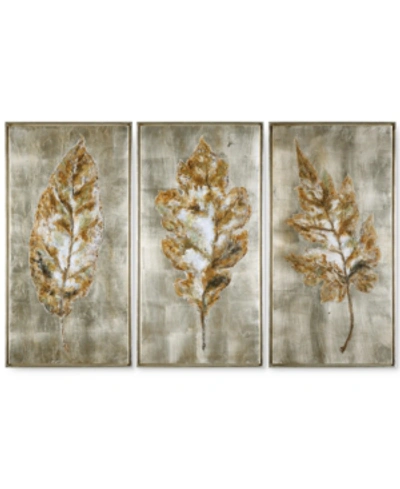 UTTERMOST CHAMPAGNE LEAVES 3-PC. MODERN WALL ART