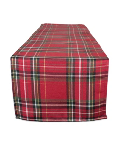 Design Imports Holiday Metallic Plaid Table Runner In Red