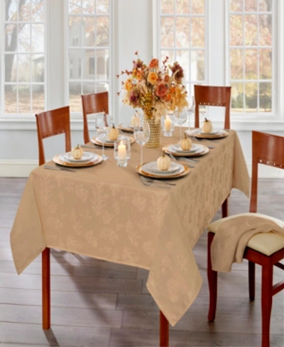 Elrene Elegant Woven Leaves Jacquard Damask Tablecloth, 52"x70" In Taupe