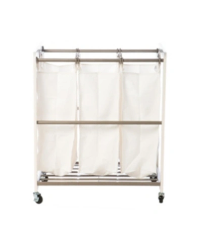 Trinity 3 Bag Laundry Cart In White