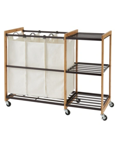 Trinity 3 Bag Laundry Station With Wheels In Bronze