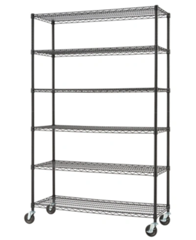 Trinity Basics 6-tier Wire Shelving Rack With Nsf Includes Wheels In Black