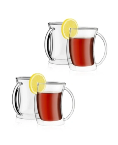 Joyjolt Caleo Double Wall Insulated Tea Glasses, Set Of 4 In Clear