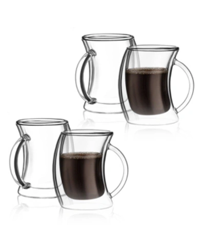 Joyjolt Caleo Double Wall Insulated Coffee Mugs, Set Of 4 In Clear