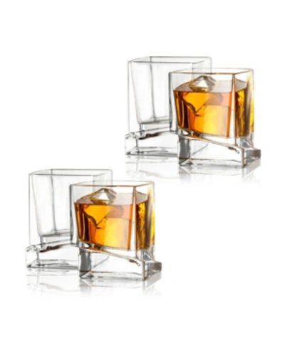 Joyjolt Carre Square Whiskey Glasses, Set Of 4 In Clear