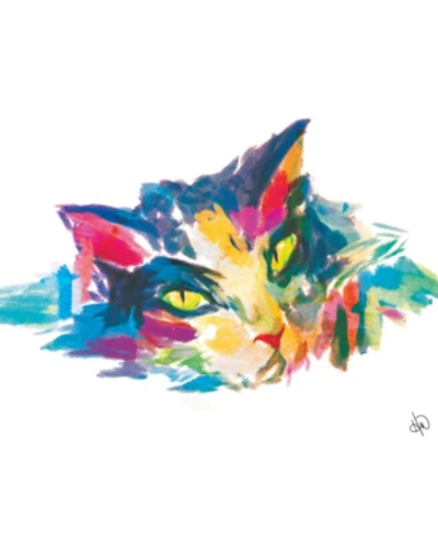 Creative Gallery Colorful Watercolor Cat Portrait In Cobalt 24" X 36" Metal Wall Art Print