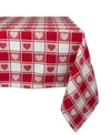 Design Imports Woven Check Hearts Tablecloth 60" X 84" In Red