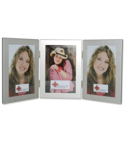 Lawrence Frames Brushed Silver Hinged Triple Metal Picture Frame - 4" X 6"