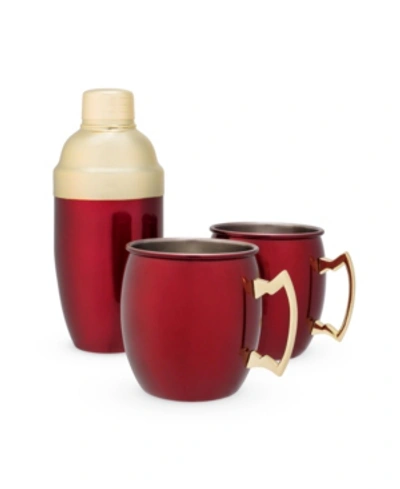 Twine Moscow Mule Mug And Cocktail Shaker, Set Of 3 In Red