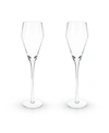 VISKI RAYE ANGLED CRYSTAL PROSECCO GLASSES SET OF 2, 8 OZ