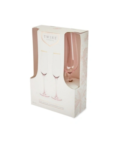 Twine Rose Crystal Champagne Flute Set In Pink