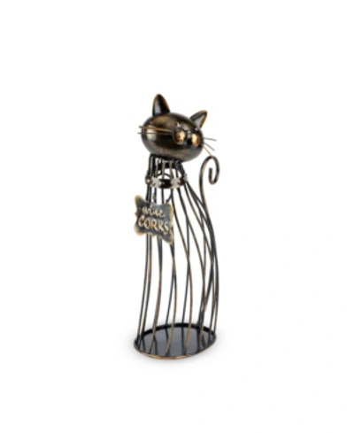 True Cat Wine Cork Display In Bronze