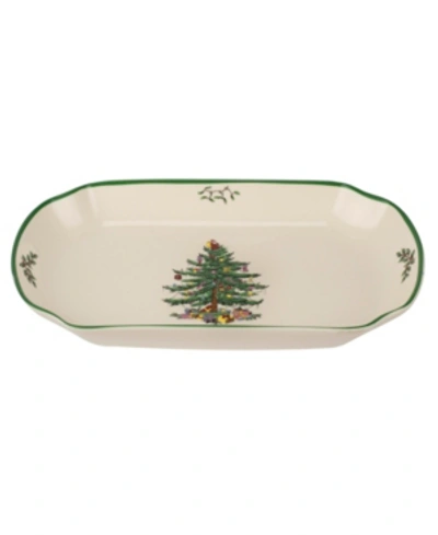 SPODE CHRISTMAS TREE RECTANGULAR SCALLOPED TRAY