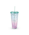 Blush Mermaid Glitter Drink Tumbler In Multi
