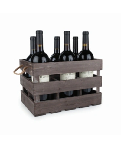 Twine Rustic Farmhouse Wooden 6 Bottle Crate In Brown