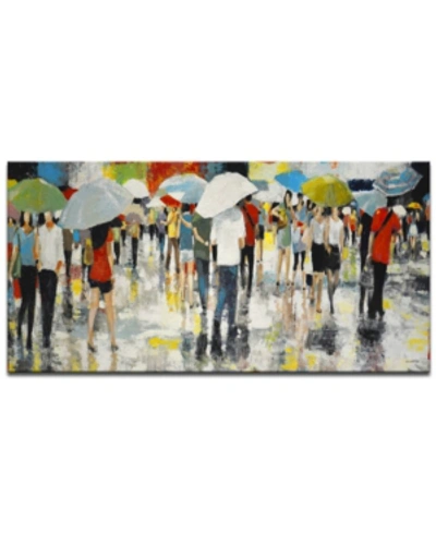 Ready2hangart , 'crowded Umbrellas' Abstract Canvas Wall Art, 24x48" In Multi