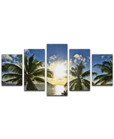 Ready2hangart Niue Palms Sunset 5 Piece Wrapped Canvas Coastal Wall Art Set, 30" X 60" In No Color
