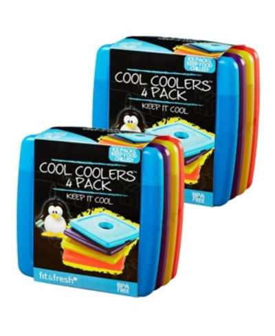 Fit & Fresh Cool Coolers Slim Ice Packs For Lunch Boxes, Lunch Bags And Coolers, Set Of 8 In Multi