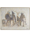 GRAHAM & BROWN METALLIC ELEPHANT FAMILY HANDPAINTED FRAMED CANVAS WALL ART
