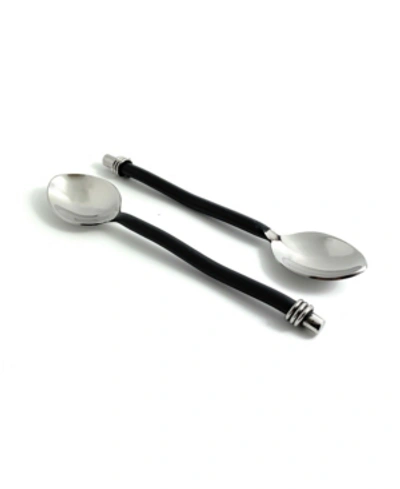 Vibhsa Handcrafted And Twisted Handle Dessert Teaspoons - Set Of 6 In Black