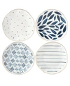 Lenox Blue Bay Assorted Porcelain Dessert Plates, Set Of 4 In White And Blue
