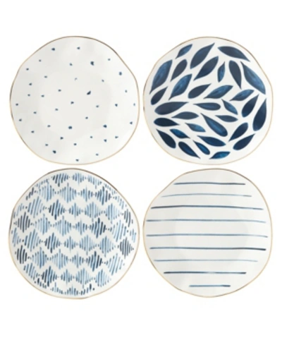 LENOX BLUE BAY ASSORTED PORCELAIN DESSERT PLATES, SET OF 4