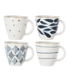 Lenox Blue Bay Assorted Dessert Mugs, Set Of 4 In White And Blue