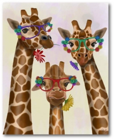 Courtside Market Giraffe And Flower Glasses Trio Gallery-wrapped Canvas Wall Art In Multi