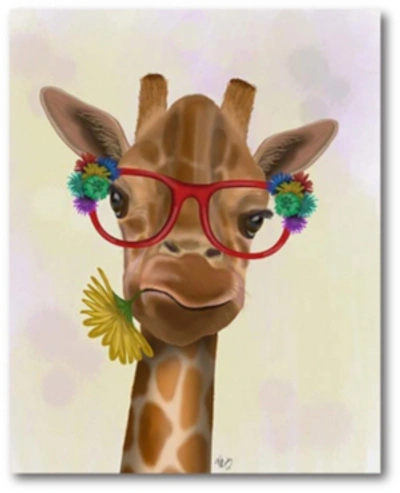 Courtside Market Giraffe And Flower Glasses 3 Gallery-wrapped Canvas Wall Art In Multi