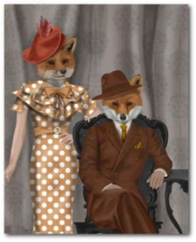 Courtside Market Fox Couple 1930s Gallery-wrapped Canvas Wall Art In Multi