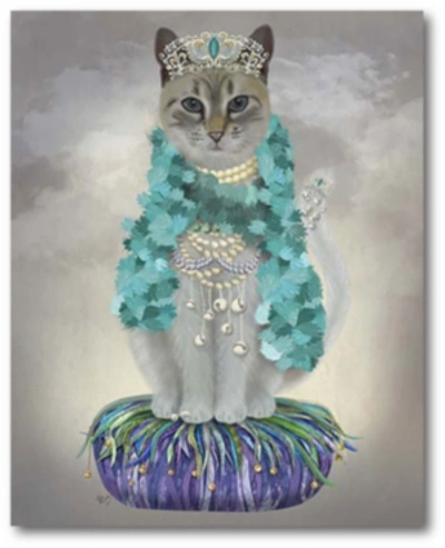 Courtside Market Grey Cat With Bells Full Gallery-wrapped Canvas Wall Art In Multi