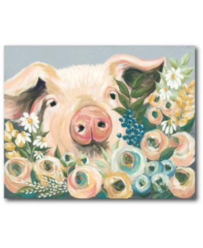 Courtside Market Pig In The Flower Garden Gallery-wrapped Canvas Wall Art In Multi