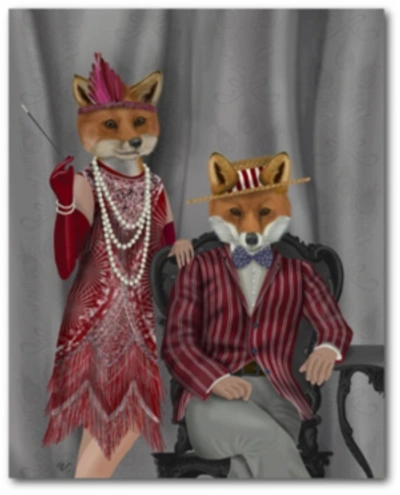 Courtside Market Fox Couple 1920s Gallery-wrapped Canvas Wall Art In Multi