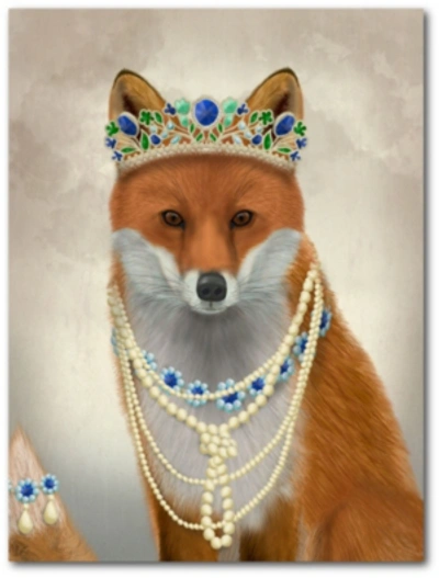 Courtside Market Fox With Tiara Portrait Gallery-wrapped Canvas Wall Art In Multi