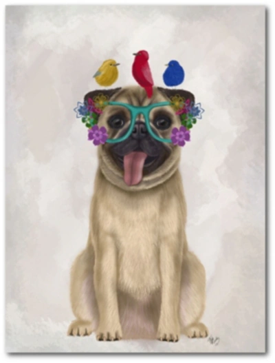 Courtside Market Pug And Flower Glasses Gallery-wrapped Canvas Wall Art In Multi
