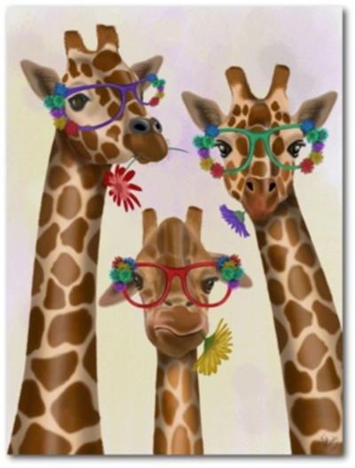 Courtside Market Giraffe And Flower Glasses Trio Gallery-wrapped Canvas Wall Art In Multi