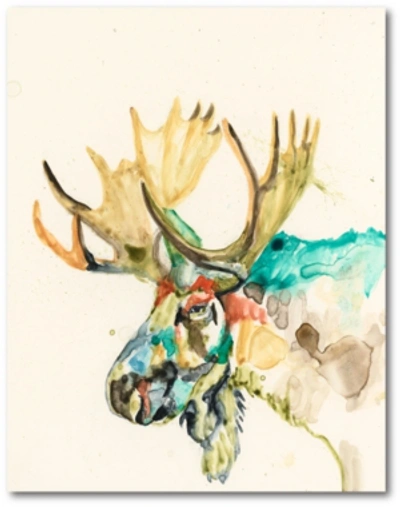 Courtside Market Watercolor Moose Gallery-wrapped Canvas Wall Art In Multi