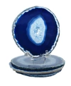 Nature's Decorations - Premium Medium Agate Coasters In Blue