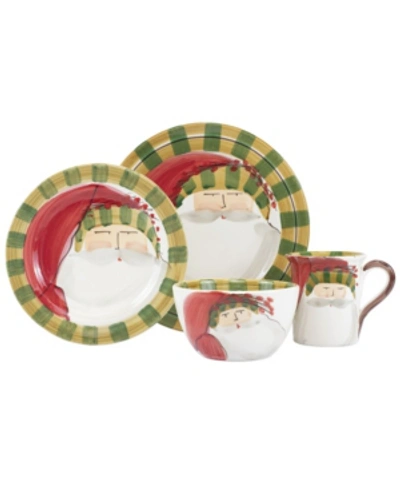 VIETRI OLD ST. NICK STRIPED HAT 4 PIECE PLACE SETTING