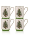 SPODE CHRISTMAS TREE STACKING MUGS, SET OF 4