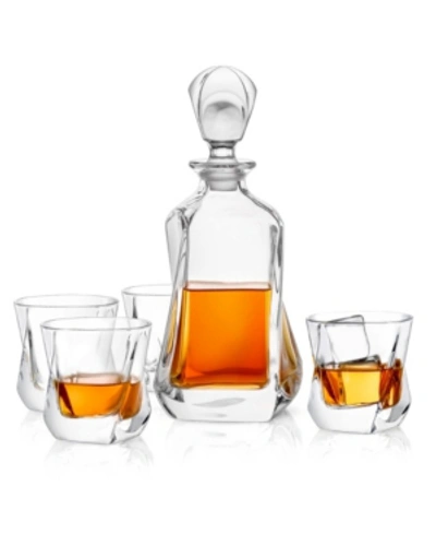 Joyjolt Aurora Whiskey Decanter Set Of 5 In Clear